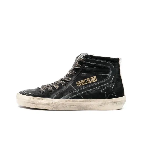 Golden Goose Slide High Топ Скейтборд Кроссовки Женские Черный Потертый