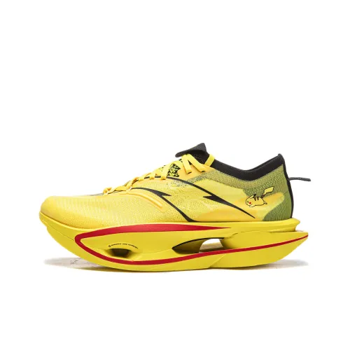POKEMON x Подкладка Feidian 5 ULTRA Амортизация Противоскользящие Низкий Отскок Низкие Кроссовки для Бега Унисекс Cattail Желтый