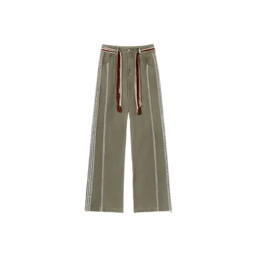 POWXV Армия Зеленый Женский Повседневный Брюки