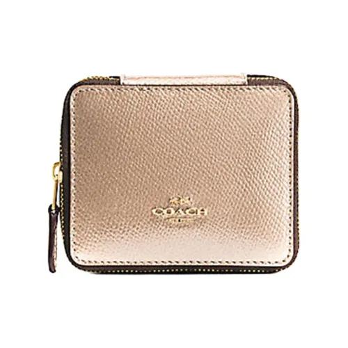 COACH Ювелирные украшения Bo Крестообразная текстура Кожа Шкатулка для украшений Хранение Коробка Мини Женские Платина Золотой