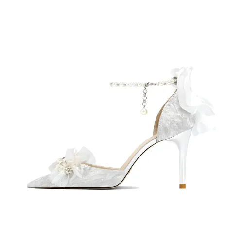 BEBE Романтический Dreamy Узкий каблук Высокие каблуки 8,5CM Женские Серебряный