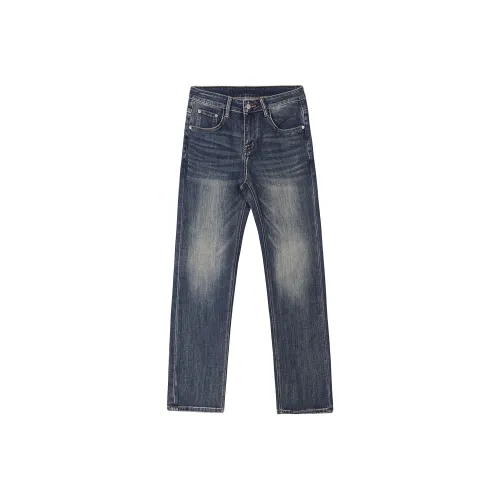 KM Синий Унисекс Джинсы