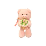 Розовый, Свинья, Букет, Позиционирование, Стиль