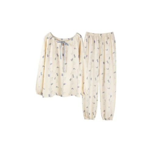 MIANQU Синий Белый Кролик Женские Пижамные Комплекты