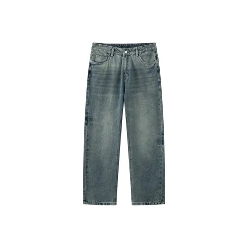 HKRXEC Light Washed Color Blue Men's Jeans HKRXEC Светло-выпранный цвет синий мужской джинсы