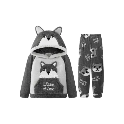 Qiao Ni Tong Пижамный комплект Осенний и Зимний Стиль Позиционирование Мужской Цвет на изображении