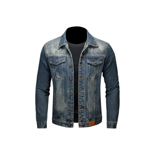 MR.MUDI Винтажный синий унисекс джинсовые куртки