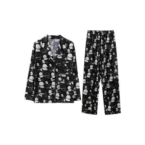 Daiyindie Осенне-зимняя пижама для женщин ледяной шелк с длинными рукавами домашняя одежда