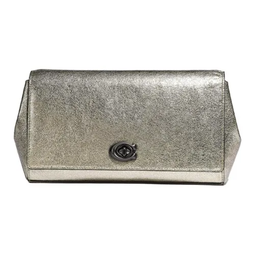 COACH Alexa Однотонный Кожаный Клатч Средний Женский Металл Золото