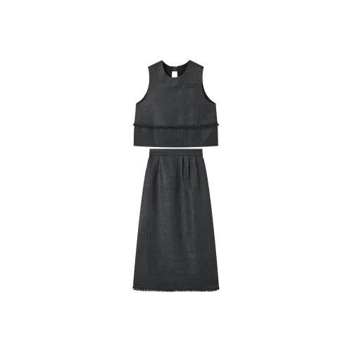 DIALOGUE Элегантный серый женский комплект с юбкой