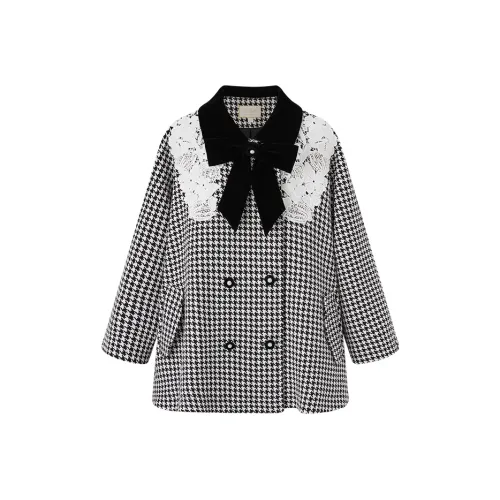 ACAINES Черно-белое клетчатое женское пальто