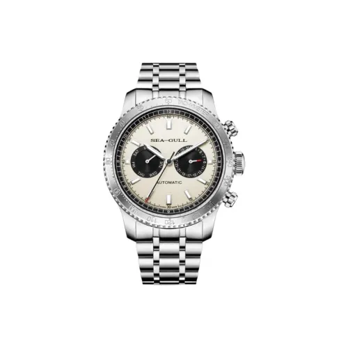 Sea Gull PILOT Автоматический Механический Механизм Нержавеющая Сталь Ремешок Часы Мужские Белый Циферблат