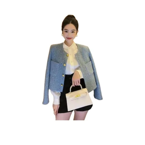 VINMUK Небесно-голубой Женский Короткий Пальто