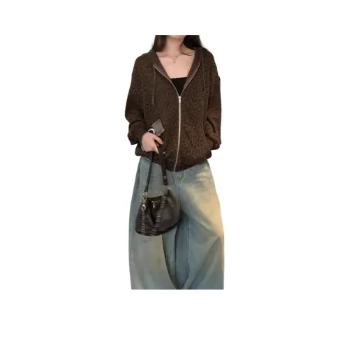 Amyway Свитшоты с леопардовым принтом и кофейным цветом для женщин