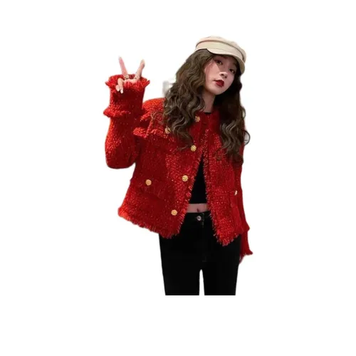 ЮЙЧЖАОЛИНЬ Красный Женское Короткое Пальто