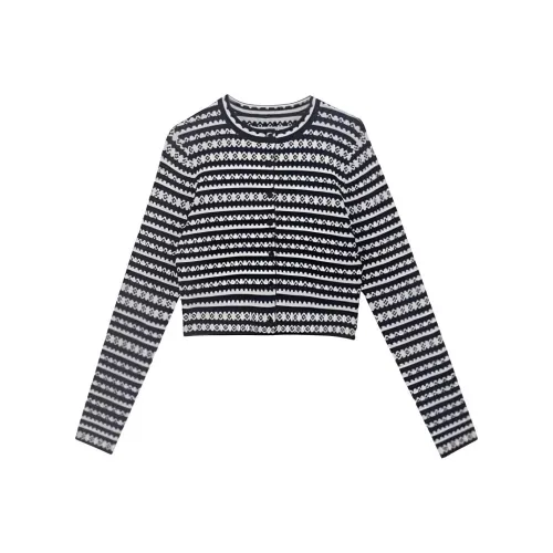 DOSOHEB Черно-белые полосы Женская трикотажная одежда