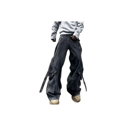 CARQ Черный ~~ Серый Унисекс Джинсы