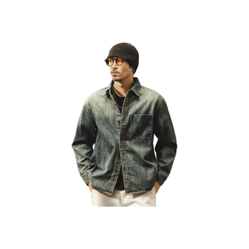 JIELEINUO Blue Men's Shirts JIELEINUO Синий Мужские Рубашки