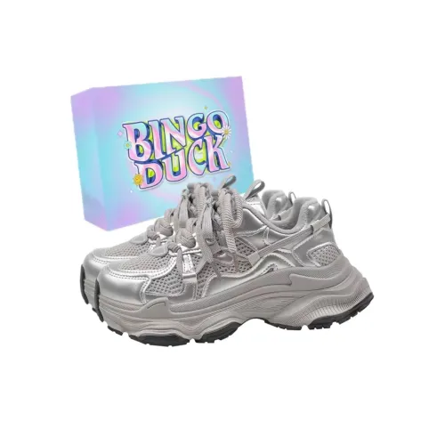 BINGO DUCK Амортизация Покрытие Низкий Топ Толстая Подошва Женские Кроссовки