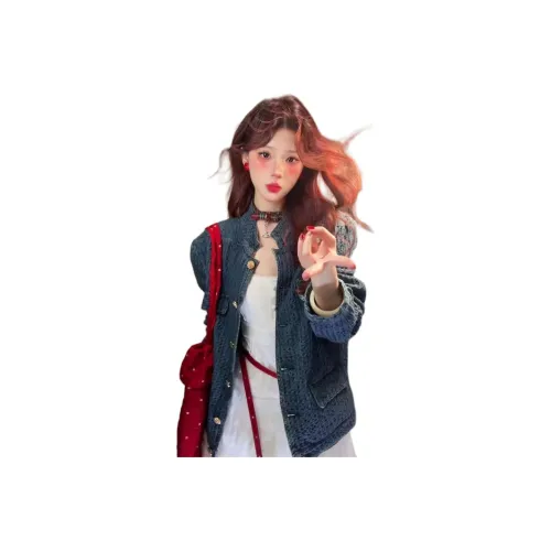 ЮЙЧЖАОЛИНЬ Синий Женское Короткое Пальто