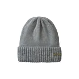 Серый металл, логотип, шерсть, вязаная шапка