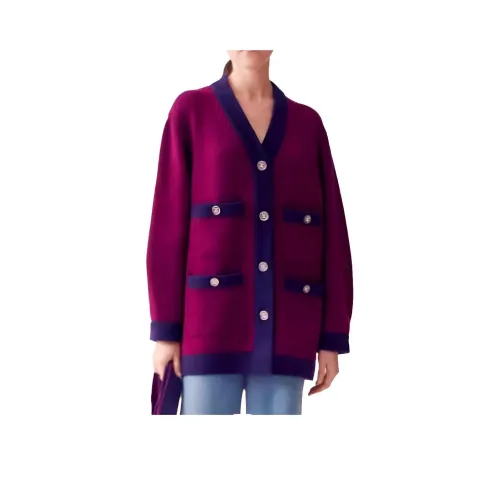 CHANEL 23B Осенне-зимняя Коллекция Предварительный просмотр Кашемировый Свитер Женские Фиолетовый