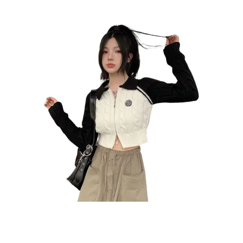 ZVJH Белый и Черный Женский Трикотаж