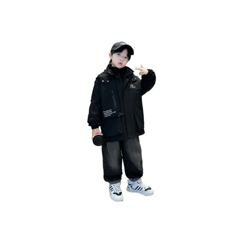 ZHIO Черный флис с подкладкой + пальто школьного возраста для туризма