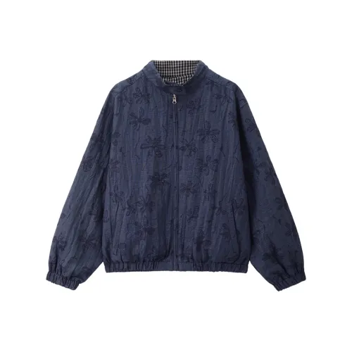 Giordano 06 Темно-синий Темно-синяя клетка Женские Куртки