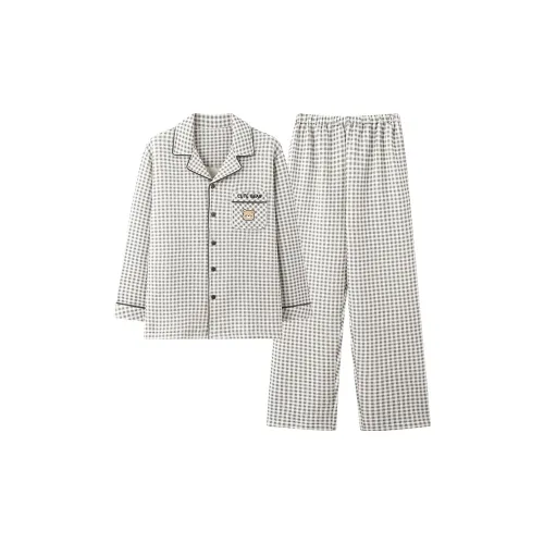 MIIOW Черный Белый Клетка Комплект Мужские Пижамные Наборы