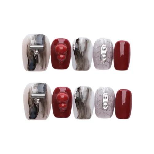 QUEENYARD Ежегодное Процветание False Nail Короткий Квадрат Многоцветный Смузи Милый