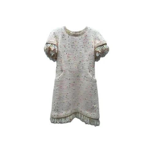 CHANEL 19S Beach Collection Короткий рукав Платье Женское Бежевый