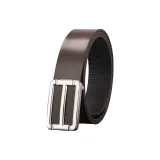 День-образный H Серебряный Пряжка-пластина + [Полотняное переплетение] Кофе Ремень