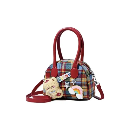 Kewuku Шерстяная+ПУ (полиуретан) Сумка Женская Красная Клетка