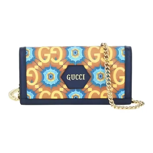 GUCCI WOC Корова Кожа Сумка через плечо Женская Синий и Оранжевый