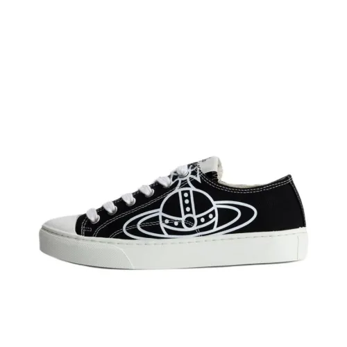 Vivienne Westwood Plimsoll Low Top Canvas Shoes Women's Black White