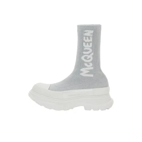 Alexander McQueen Tread Slick Ботильоны Женские Серебряные Белые