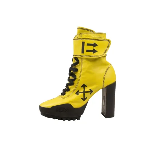 OFF Белый Virgil Abloh Коллаборация Короткий Мартин Ботинок 10 см Женский Желтый