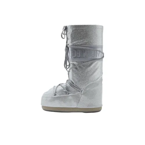 MOON BOOT Высокие сноубутсы для колена Унисекс Серебряные с блестками