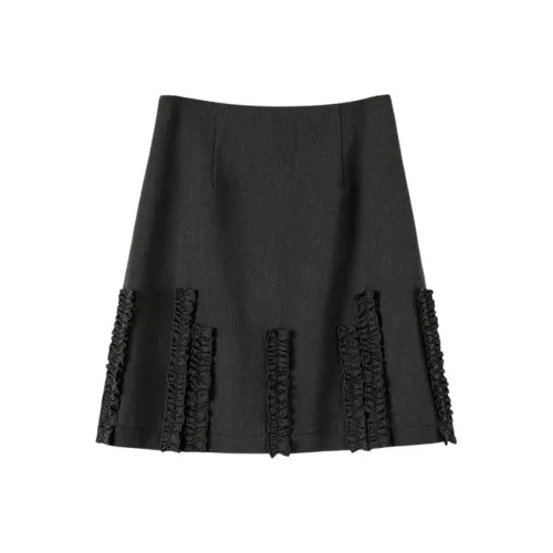 Late White Темно-серый Женские Повседневные Короткие Юбки