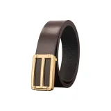 День-образный H Золотая пряжка-пластина + [Плетение из ткани без рисунка] Кофейный ремень