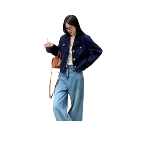 VINMUK Темно-синий женский короткий пальто