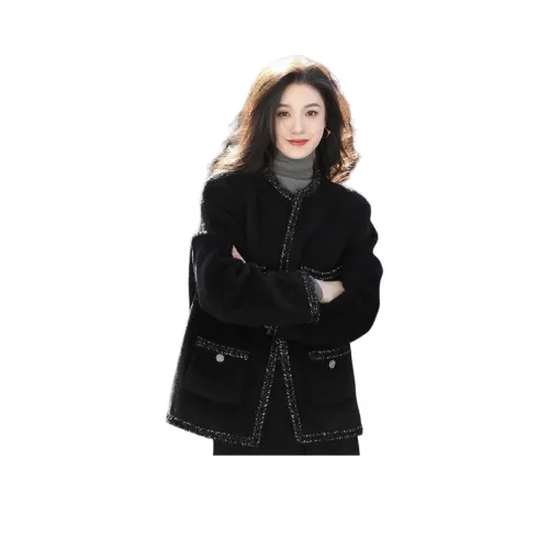 VINMUK Черный CHANEL Inspired Пальто Женское Короткое Пальто