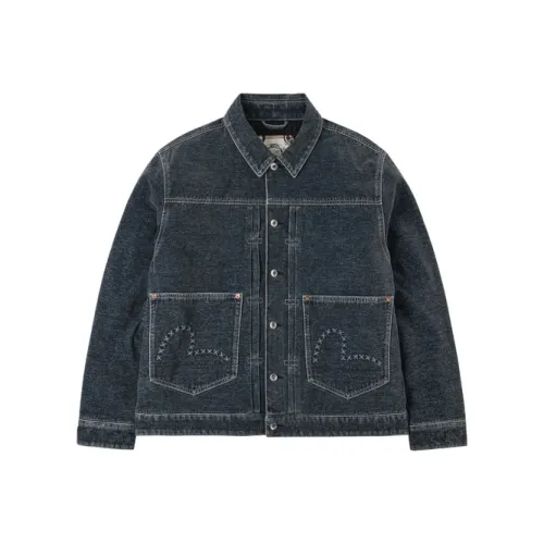 EVISU Джинсовый синий Мужской Джинсовые куртки