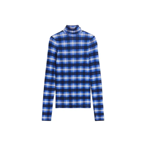 COS Синие Клетчатые Женские T-рубашки