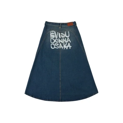 EVISU Джинсовый синий Женские Джинсовые длинные юбки