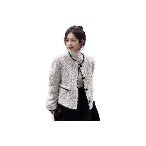 ЮЙЧЖАОЛИНЬ Серый с Белой подкладкой Женское короткое пальто