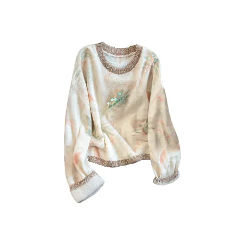 SIBAISHE Абрикос Зеленый Многоцветный Женский Трикотаж