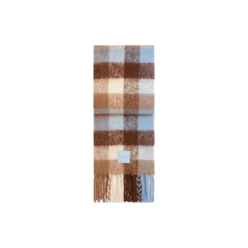 COACH Шарфы из овечьей шерсти вязаные Унисекс Темно-синий Коричневый