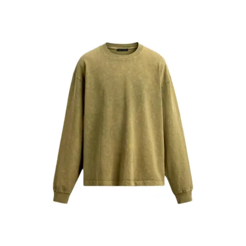 ZARA Горчичный Мужской T-Рубашки